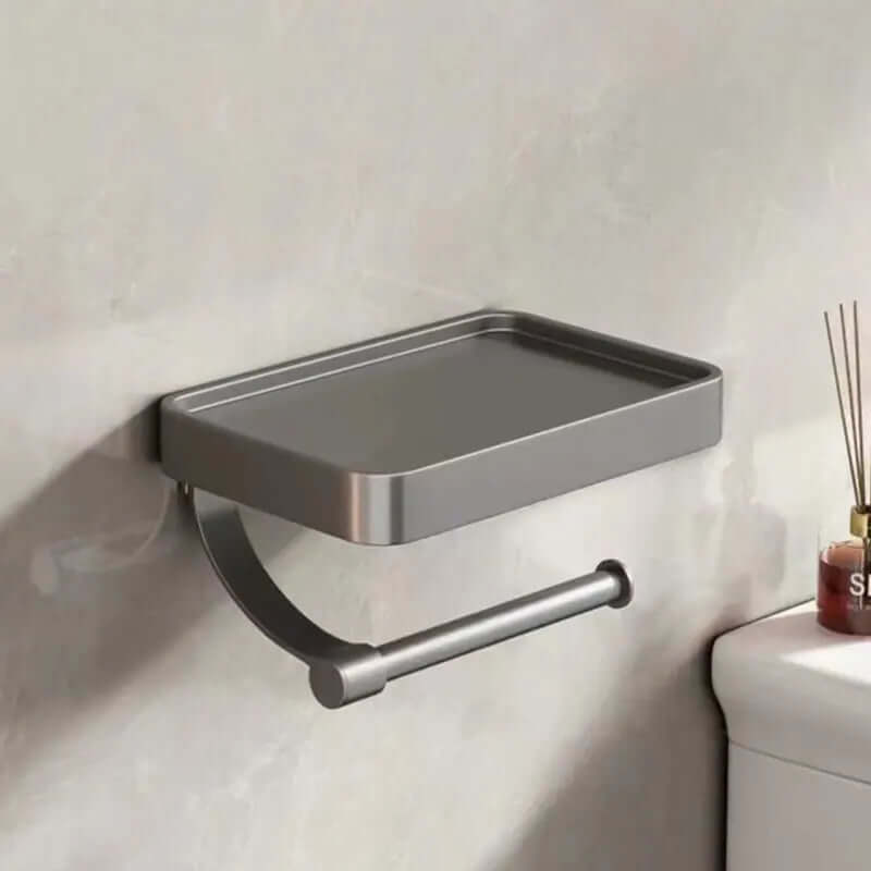 Stainless Steel Toilet Paper Holder with Storage Shelf