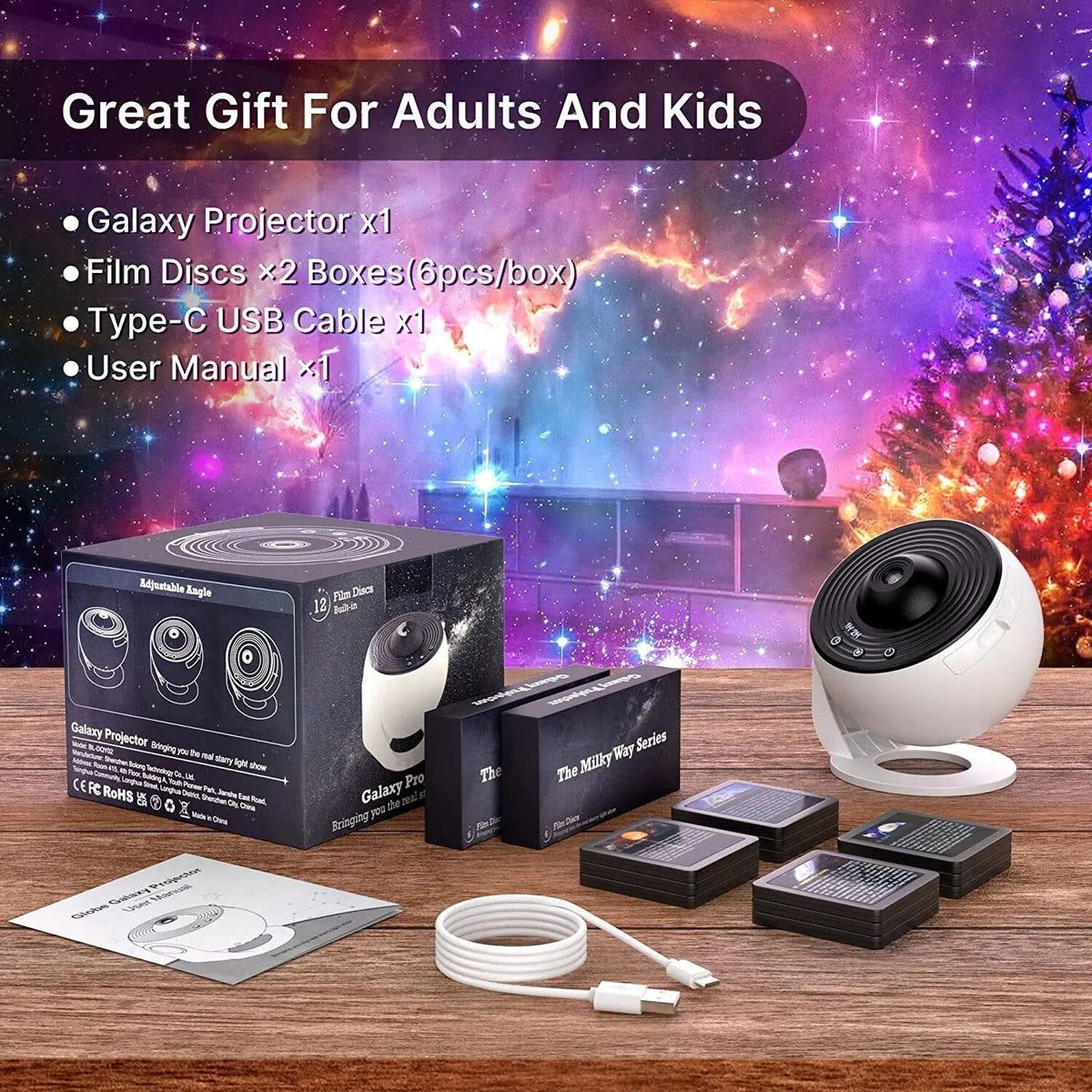 Star Projector Planetarium with 13 HD Projection Discs and Focus Adjustment