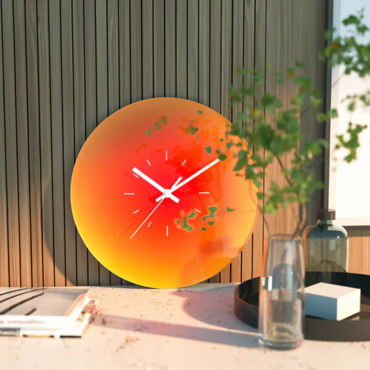 Sunset Gradient Glass Wall Clock | Silent Modern Design