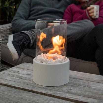 Tabletop Bioethanol Fireplace with Glass Cover for Indoor and Outdoor Ambience
