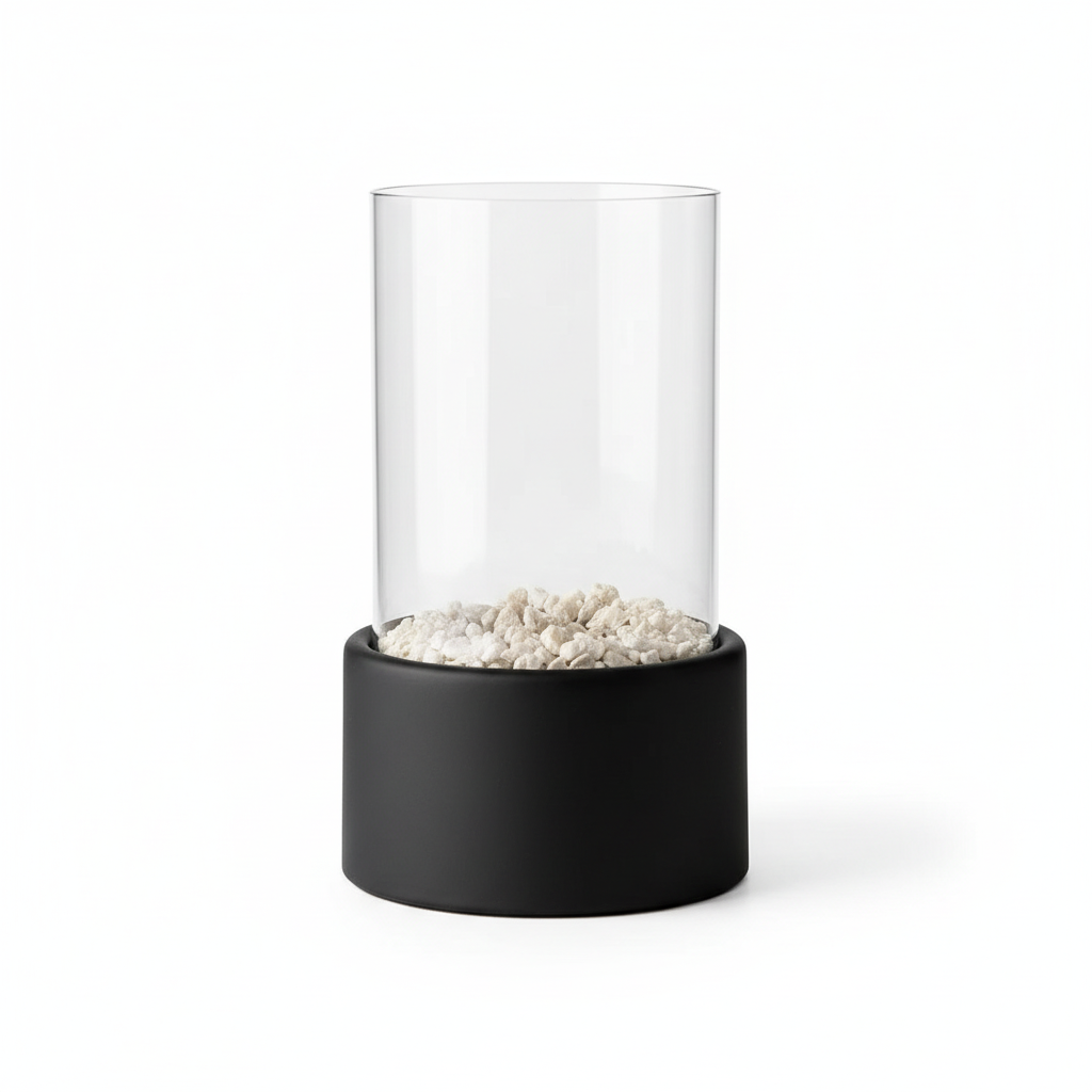 Tabletop Bioethanol Fireplace with Glass Cover for Indoor and Outdoor Ambience