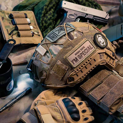 Tactical Helmet Cover with MOLLE and Hook-and-Loop Attachment System