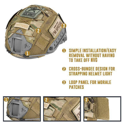 Tactical Helmet Cover with MOLLE and Hook-and-Loop Attachment System