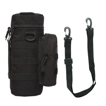 Tactical Insulated MOLLE Water Bottle Pouch with Front Zipper Pocket