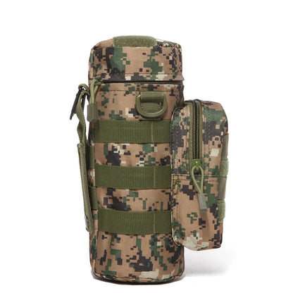 Tactical Insulated MOLLE Water Bottle Pouch with Front Zipper Pocket