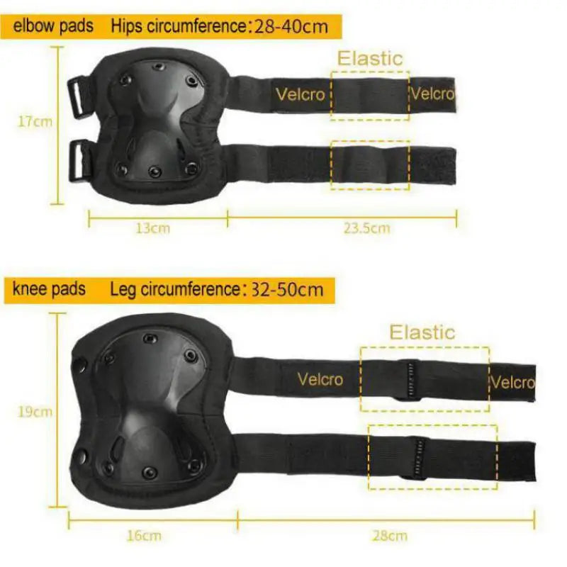Tactical Knee and Elbow Pads with TPU Shells and Adjustable Straps