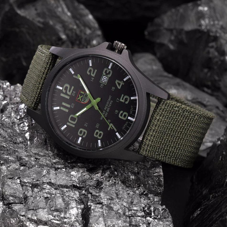 Tactical Men's Watch with LED Night Light and Shock Resistant Case