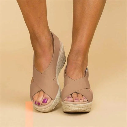 Taupe Women’s Espadrilles with Wedge Heel and Breathable Lightweight Design