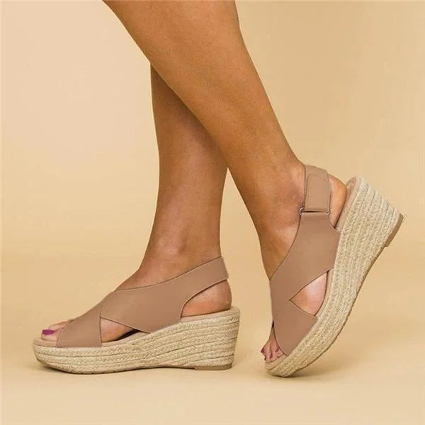 Taupe Women’s Espadrilles with Wedge Heel and Breathable Lightweight Design