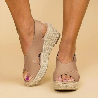 Taupe Women’s Espadrilles with Wedge Heel and Breathable Lightweight Design