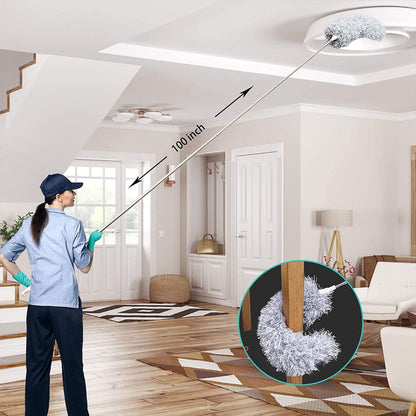Telescopic Duster with Extendable Reach and Washable Design