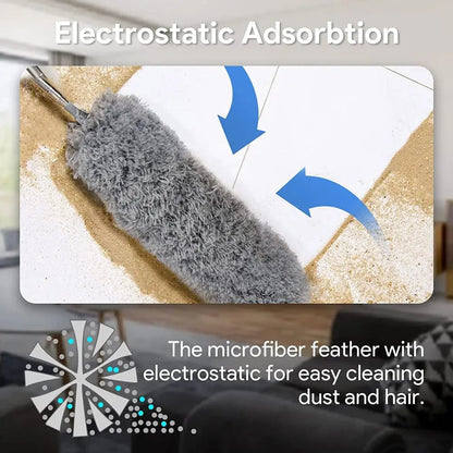 Telescopic Microfiber Duster with Flexible Head and Replacement Heads