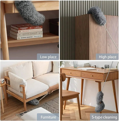 Telescopic Microfiber Duster with Flexible Head and Replacement Heads