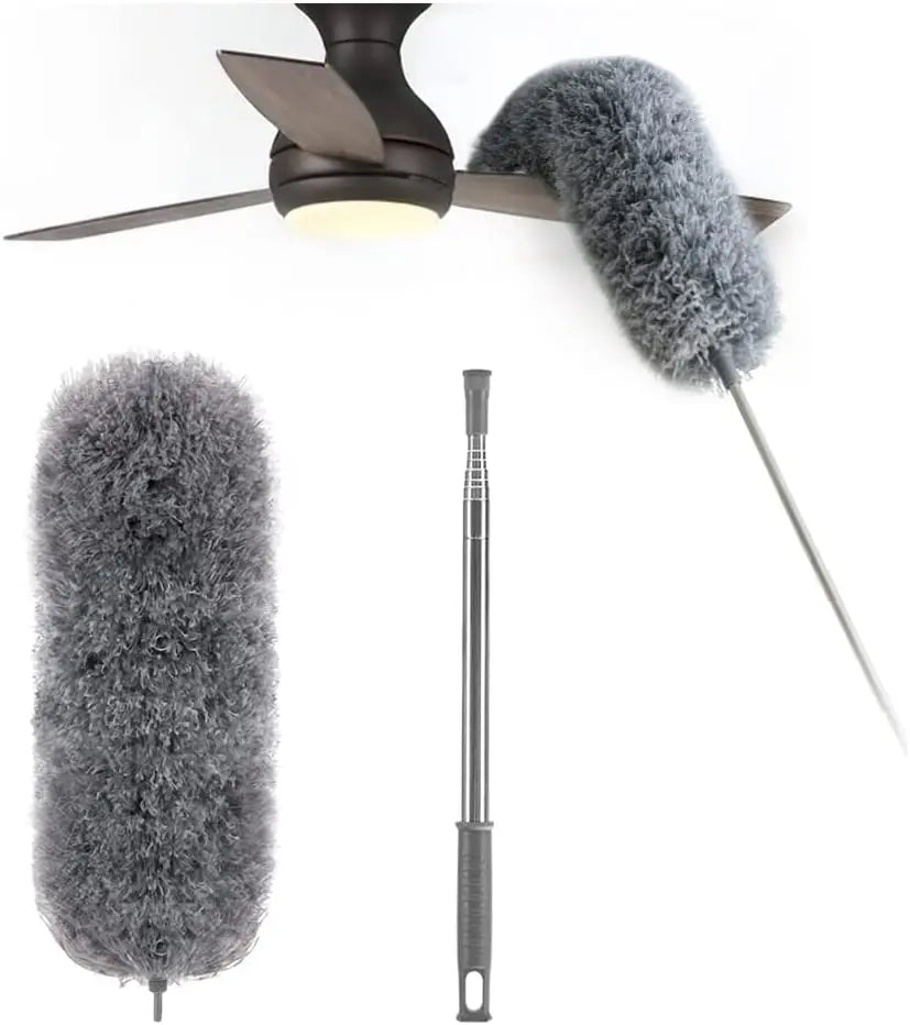 Telescopic Microfiber Duster with Flexible Head and Replacement Heads