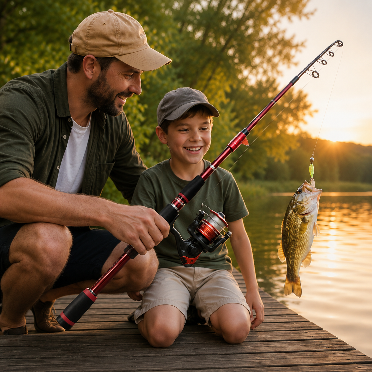 Telescopic Travel Fishing Rod Set with Spinning Reel Baits and Hooks