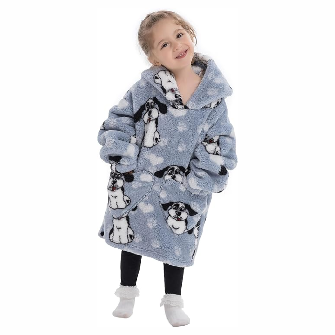 Toddler Hooded Blanket with Sleeves and Front Pockets