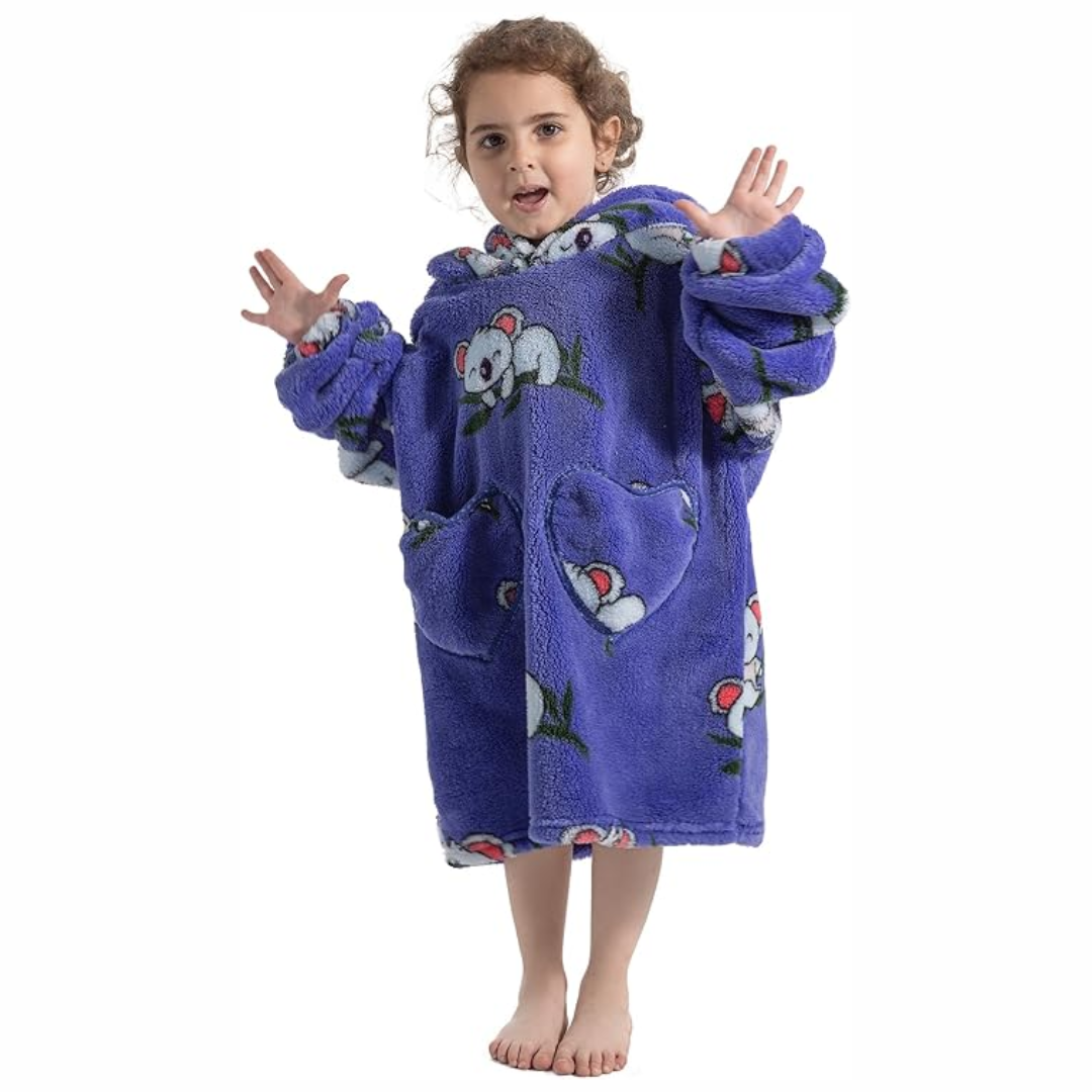 Toddler Hooded Blanket with Sleeves and Front Pockets
