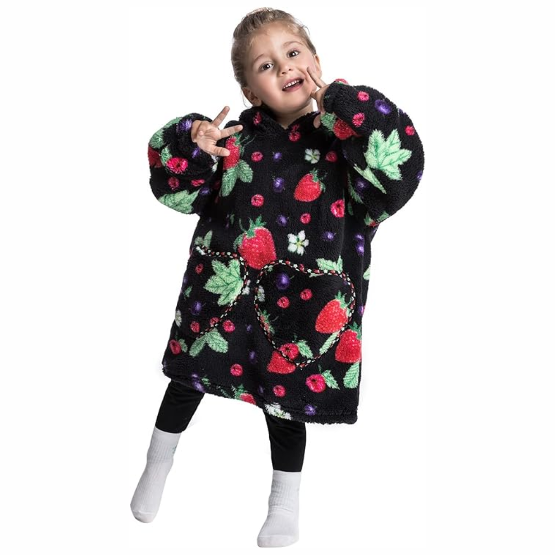 Toddler Hooded Blanket with Sleeves and Front Pockets