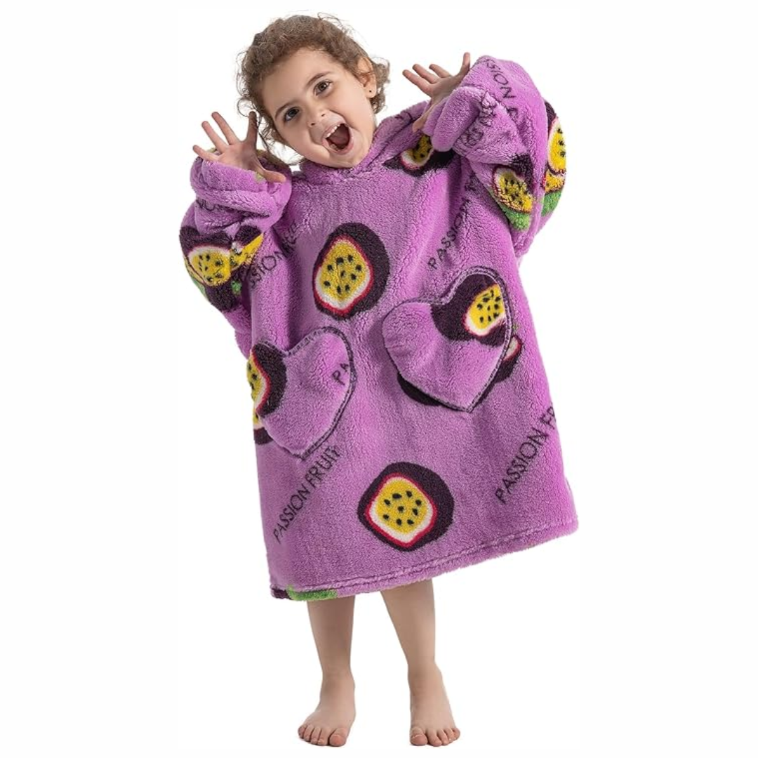 Toddler Hooded Blanket with Sleeves and Front Pockets