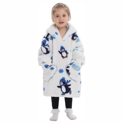 Toddler Hooded Blanket with Sleeves and Front Pockets