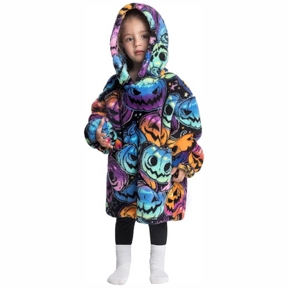 Toddler Hooded Blanket with Sleeves and Front Pockets