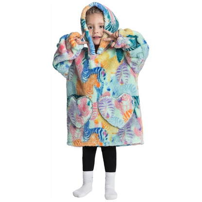 Toddler Hooded Blanket with Sleeves and Front Pockets