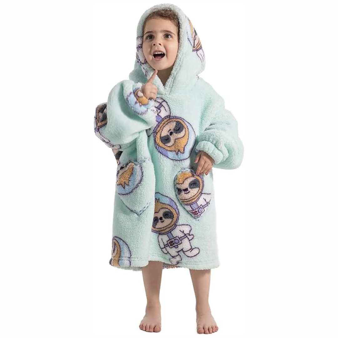 Toddler Hooded Blanket with Sleeves and Front Pockets