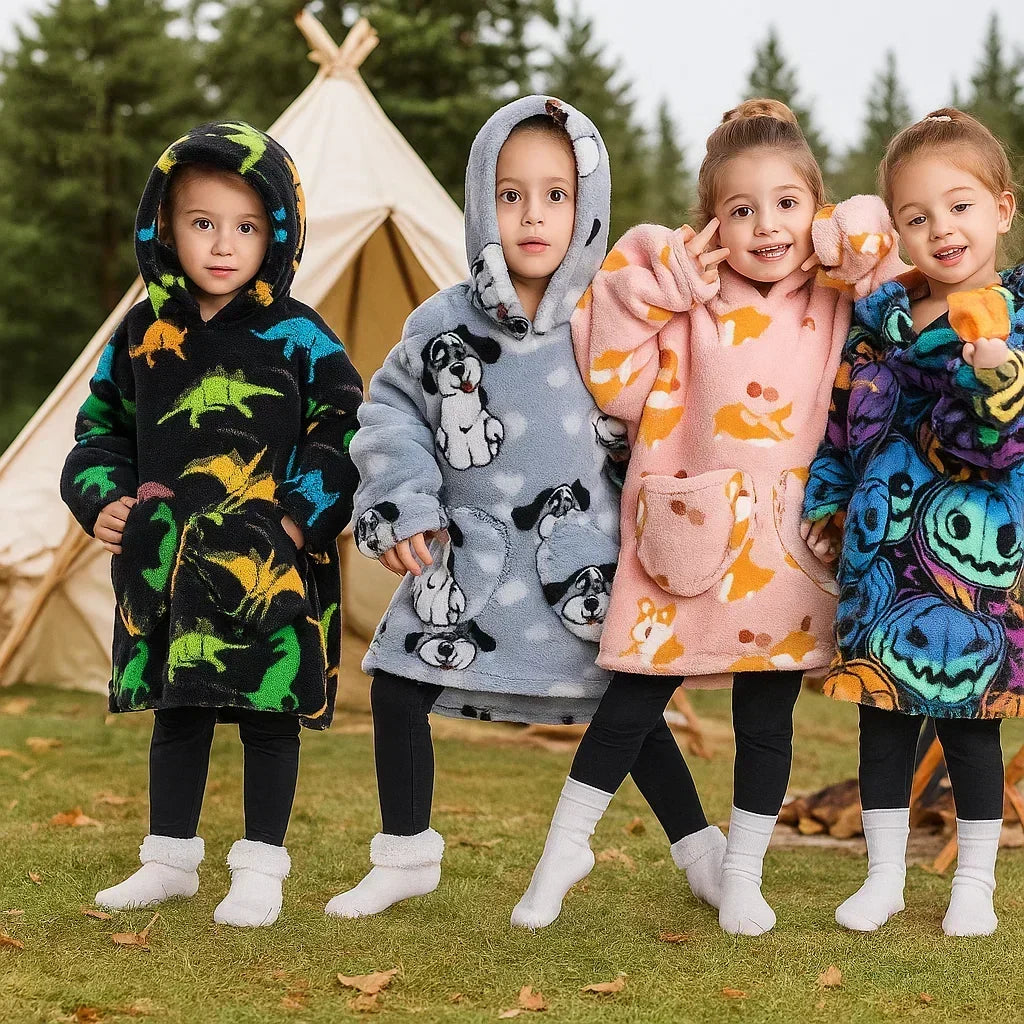 Toddler Hooded Blanket with Sleeves and Front Pockets