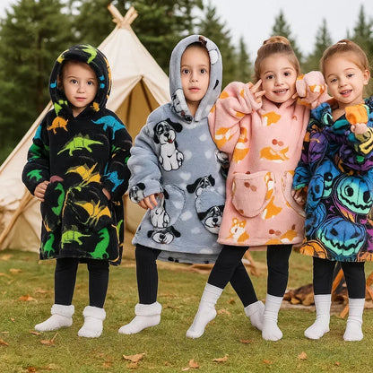 Toddler Hooded Blanket with Sleeves and Front Pockets