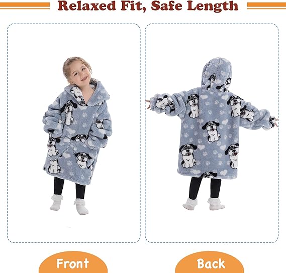 Toddler Hooded Blanket with Sleeves and Front Pockets