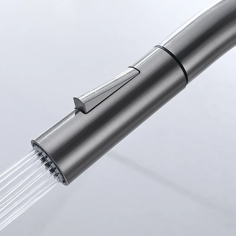 Touchless Pull-Out Kitchen Tap with Flexible Spout and Brass Construction