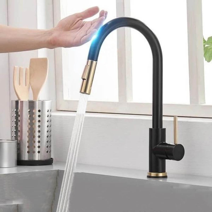 Touchless Pull-Out Kitchen Tap with Flexible Spout and Brass Construction