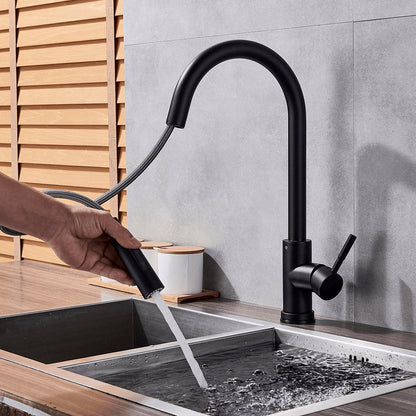 Touchless Pull-Out Kitchen Tap with Flexible Spout and Brass Construction