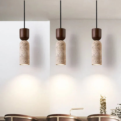 Travertine Wood Pendant LightTravertine Wood Pendant Light