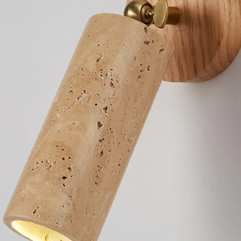 Travertine and Wood LED Wall Light