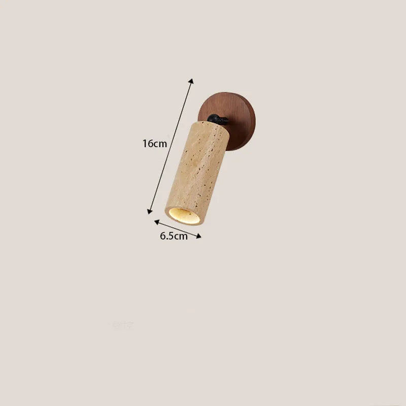 Travertine and Wood LED Wall Light