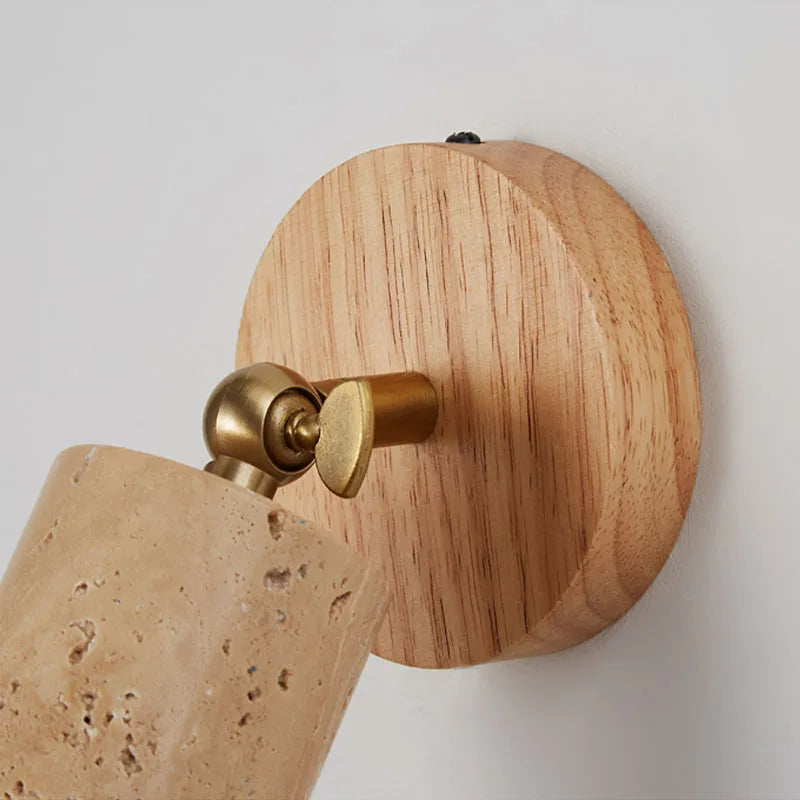 Travertine and Wood LED Wall Light