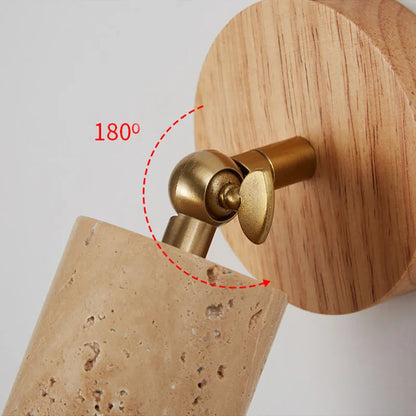 Travertine and Wood LED Wall Light