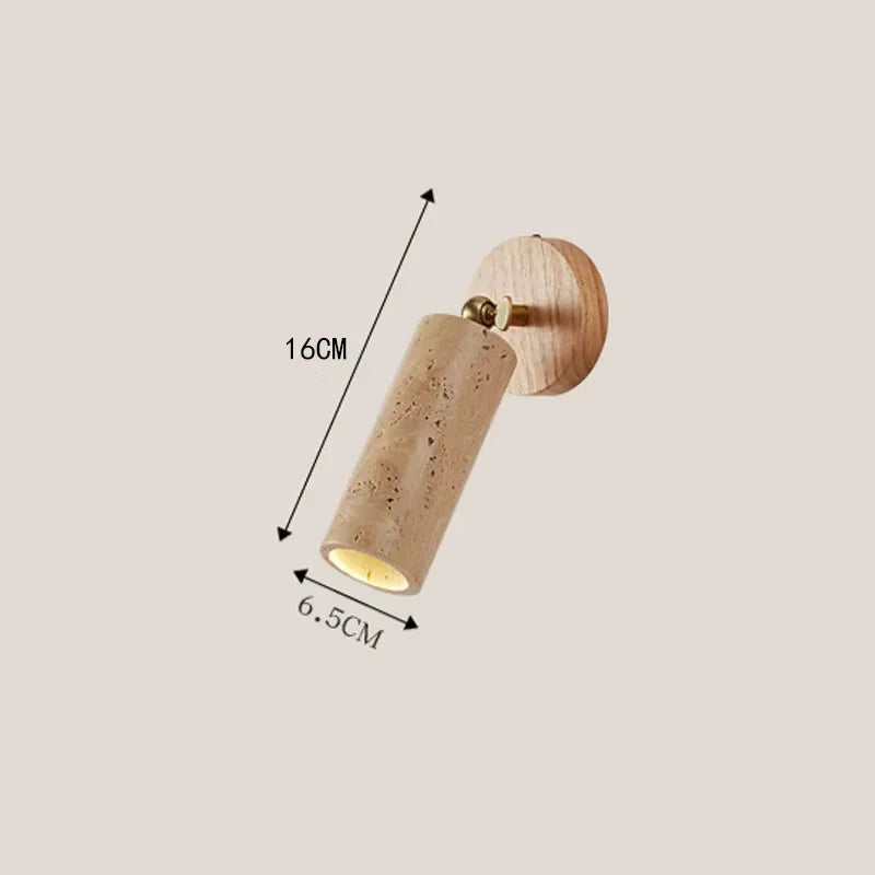 Travertine and Wood LED Wall Light