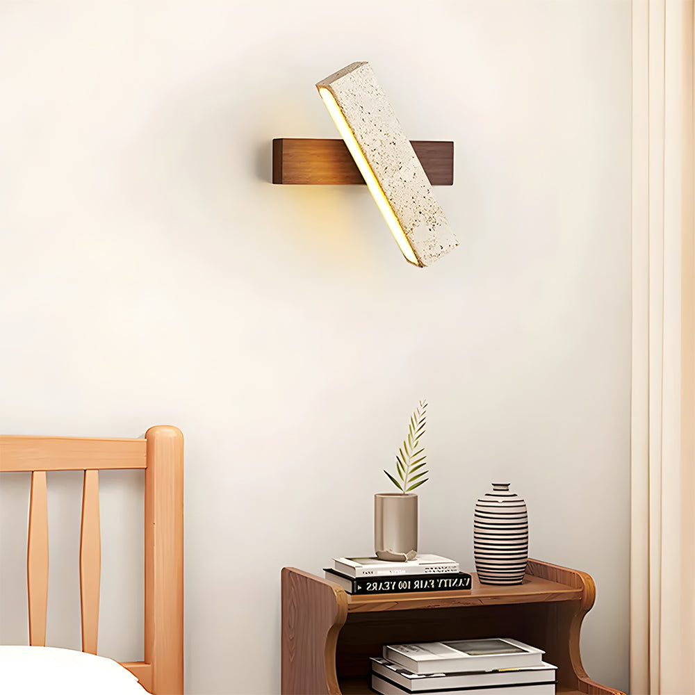 Travertine and Wood LED Wall Light for Modern Interiors