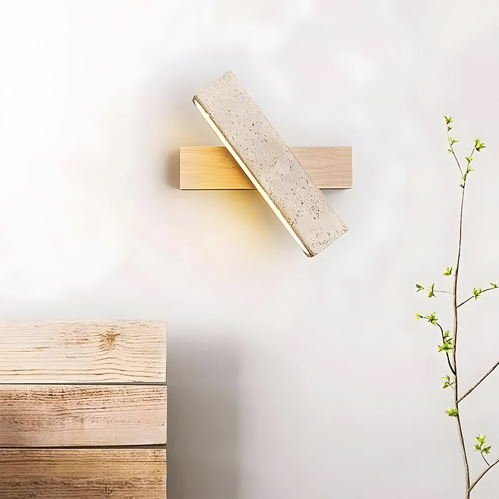 Travertine and Wood LED Wall Light for Modern Interiors
