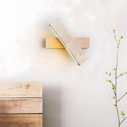 Travertine and Wood LED Wall Light for Modern Interiors