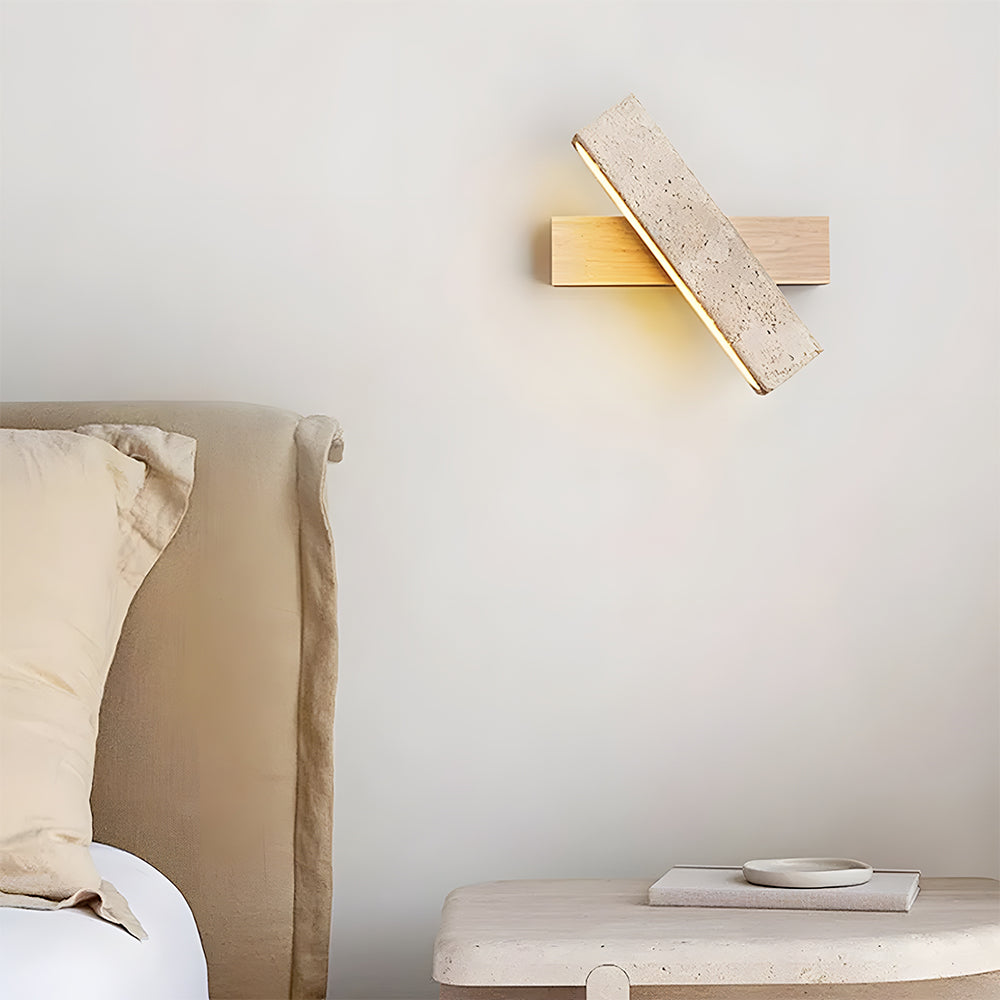 Travertine and Wood LED Wall Light for Modern Interiors