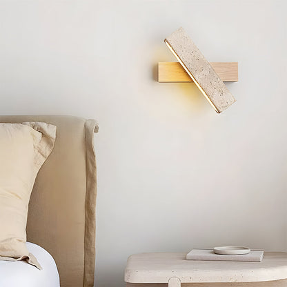 Travertine and Wood LED Wall Light for Modern Interiors