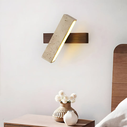 Travertine and Wood LED Wall Light for Modern Interiors