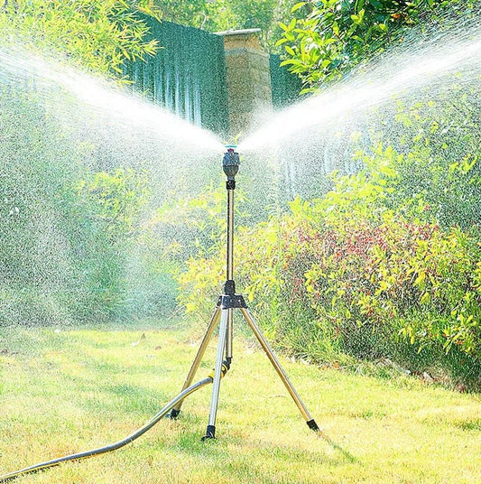 Aspersor de jardín TurboSpray 360 ajustable, sistema giratorio de riego del césped de acero inoxidable