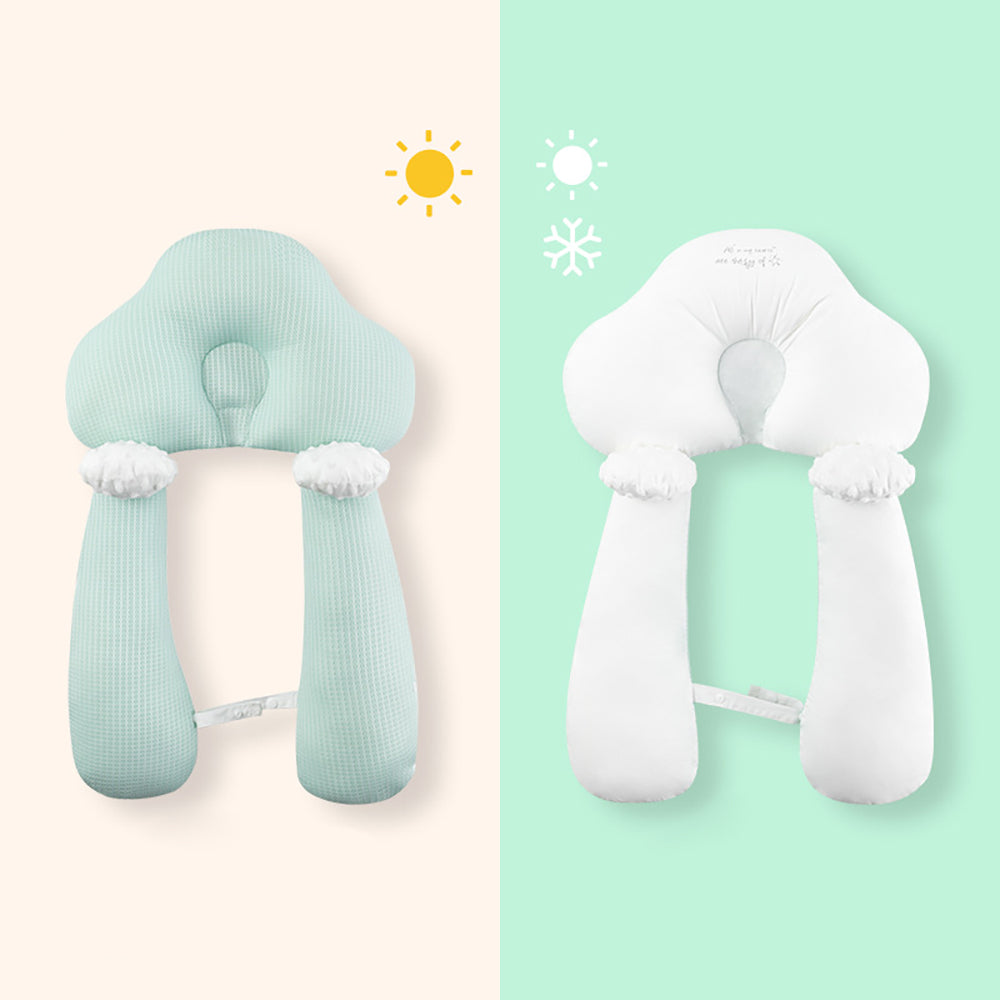 U-Shaped Infant Pillow with Adjustable Neck Support in Organic Cotton