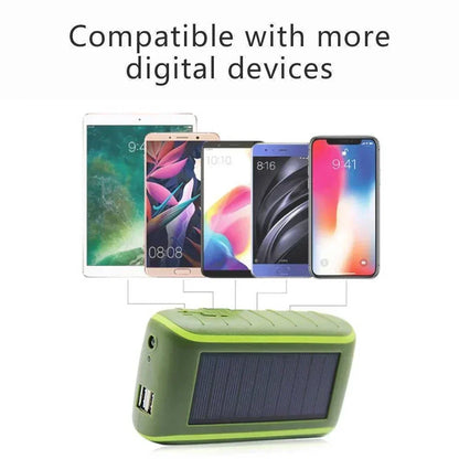 USB Hand Crank Solar Power Bank with LED Flashlight