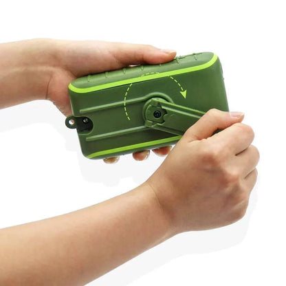 USB Hand Crank Solar Power Bank with LED Flashlight