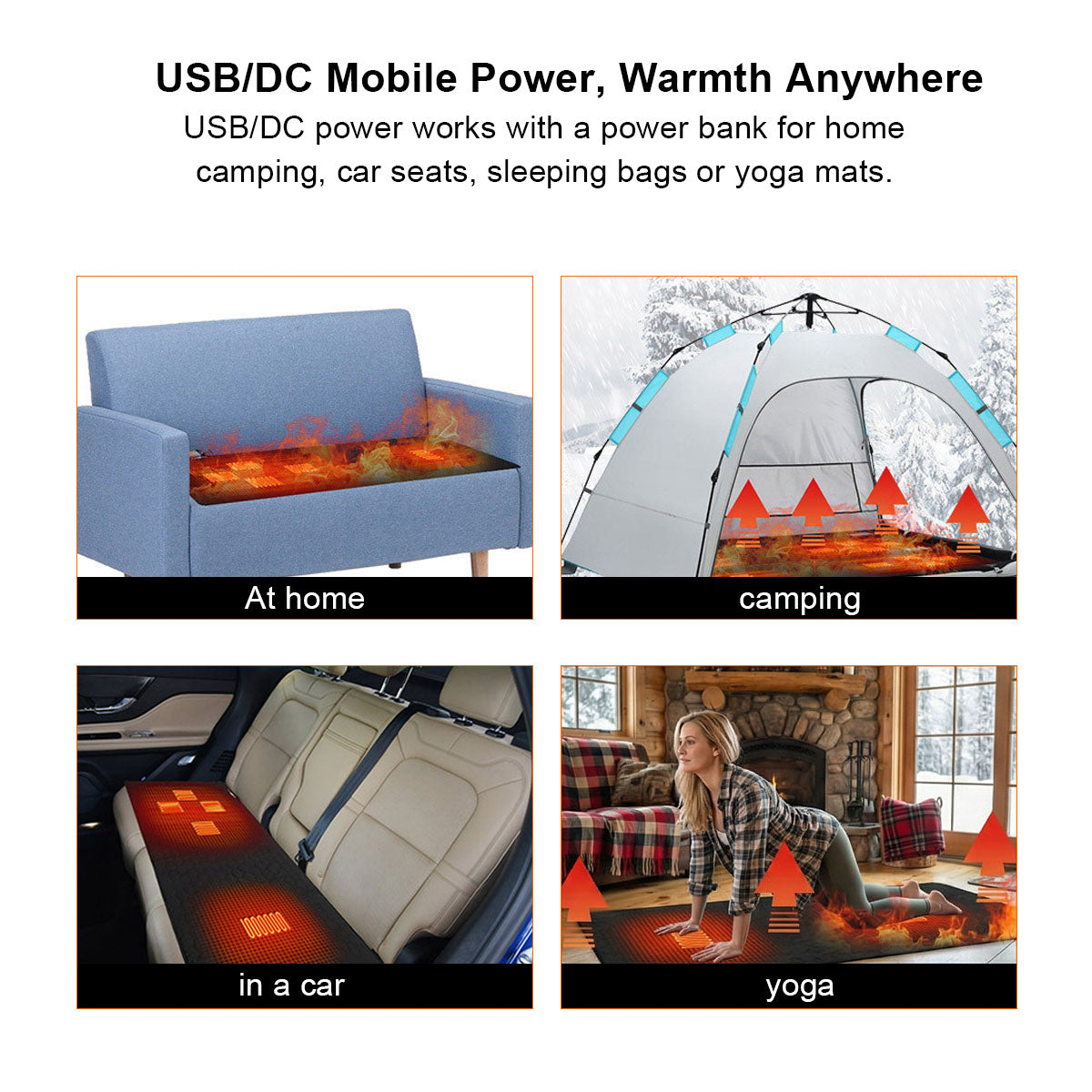 USB Heated Yoga Mat with Five Heating Zones and Adjustable Temperature